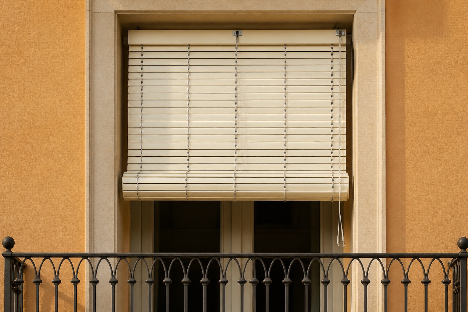 Cassina siciliana color avorio su una facciata color ocra